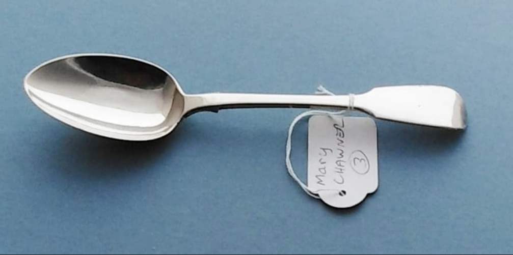 3. 1840 Mary Chawner Sterling Silver Fiddle Back Spoon